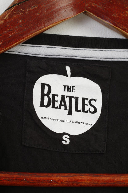 Camicia da donna Cedar Wood State in cotone nero Top girocollo con grafica musicale dei Beatles