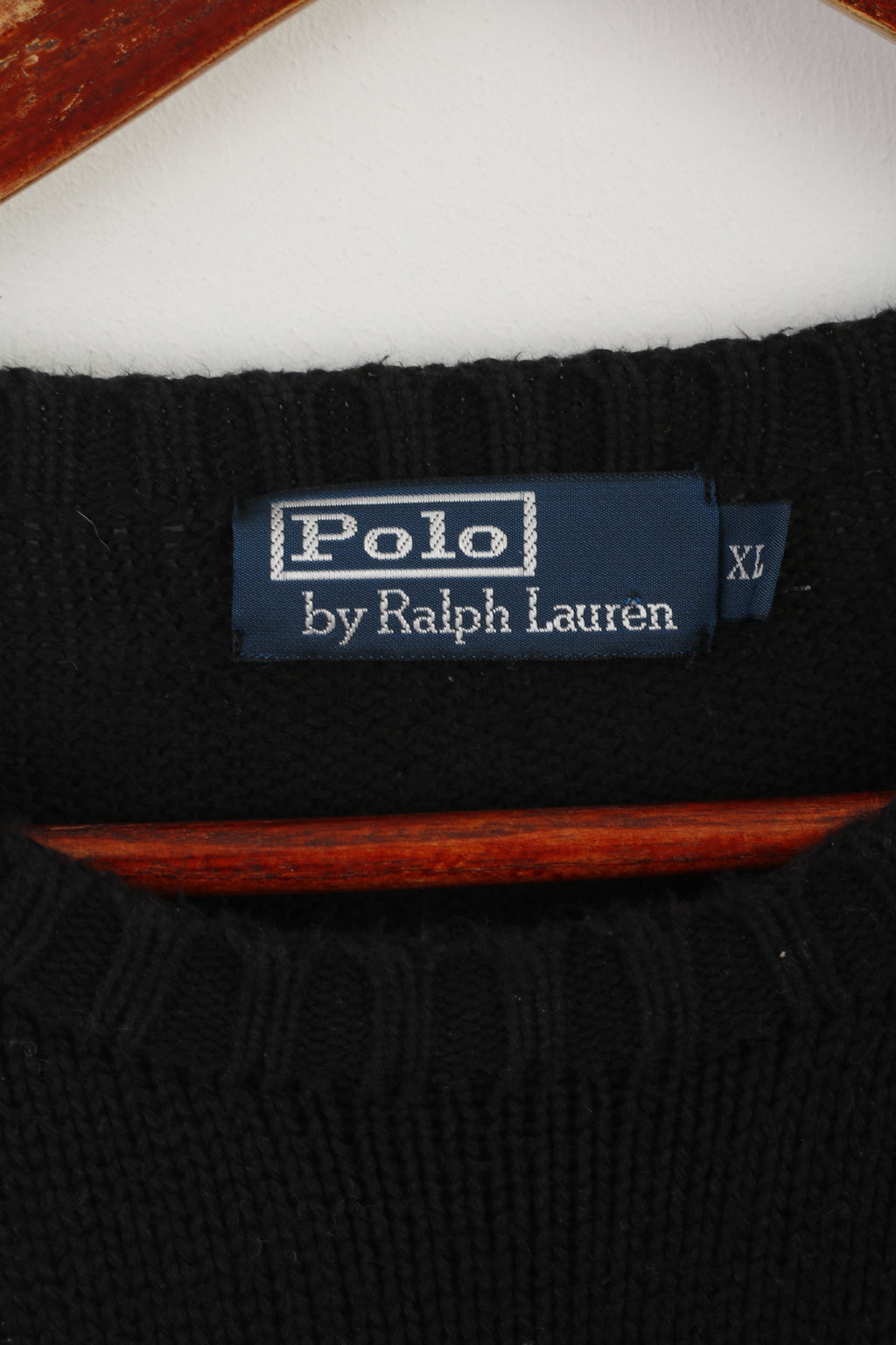 Polo By Ralph Lauren Men XL Jumper Black Cotton Classic Vintage Logo Sweater