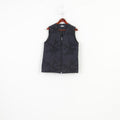 Maria Bellesi Women M Vest Bodywarmer Ful Zipper Black Embroidered Nylon Vintage Top 