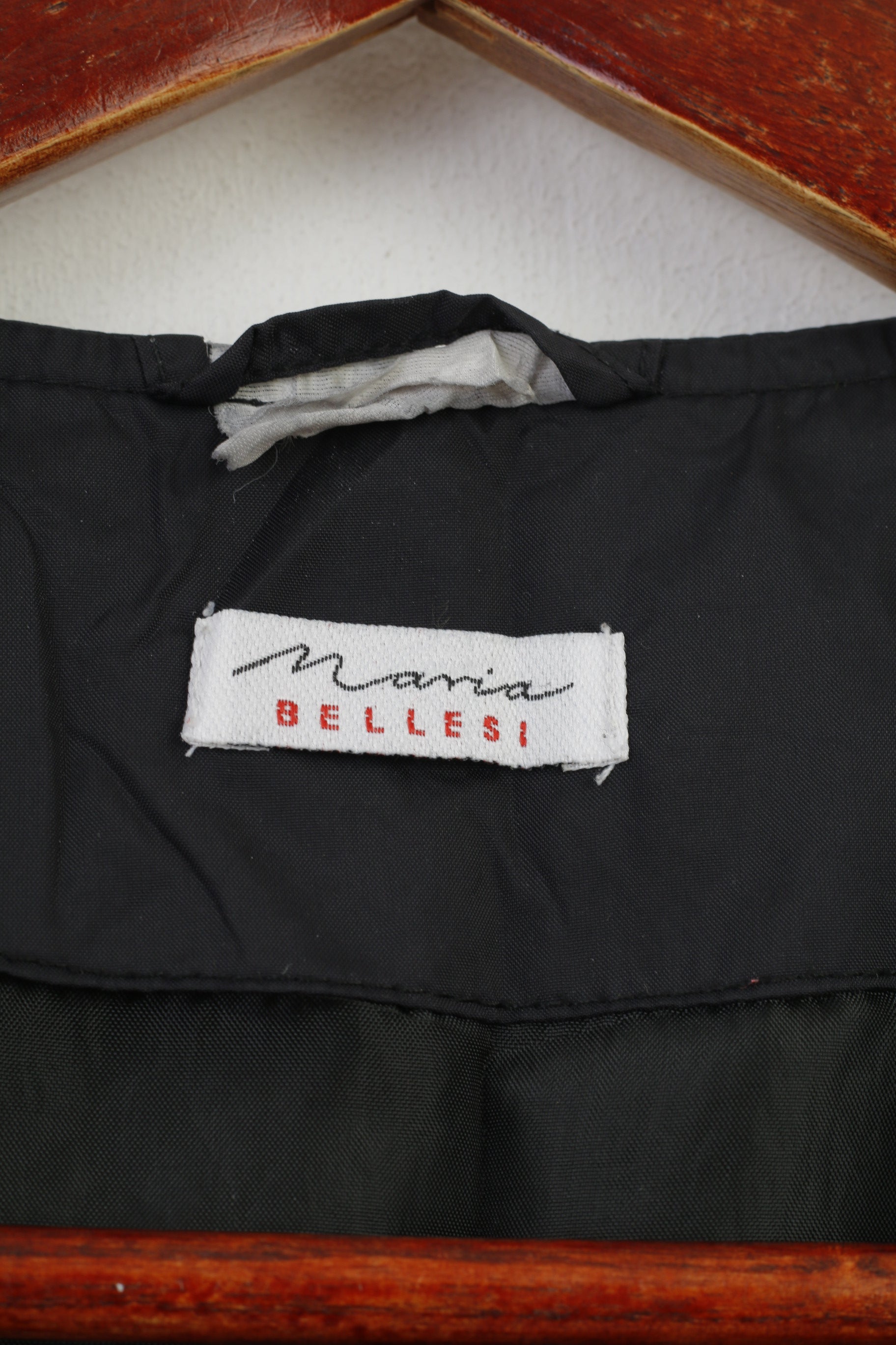 Maria Bellesi Women M Vest Bodywarmer Ful Zipper Black Embroidered Nylon Vintage Top