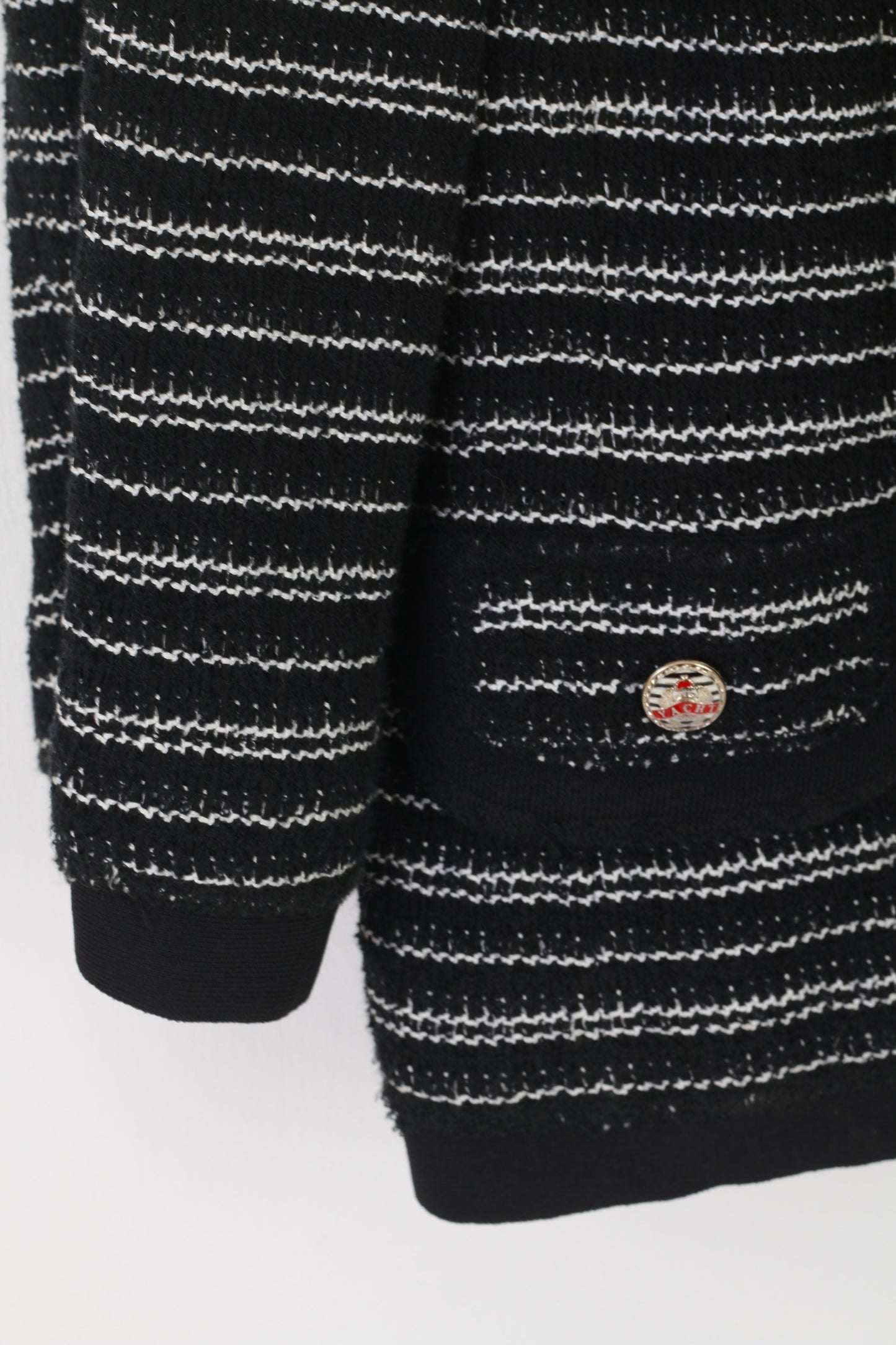 Giorgio Grati Women 52 XL Cardigan Black Striped Yacht Silver Buttons Italy Sweater