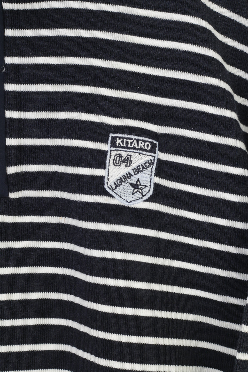 Kitaro Women XL Sweatshirt Marine Striped Long Sleeve Navy Zip Neck Cotton Laguna Beach Collar Top