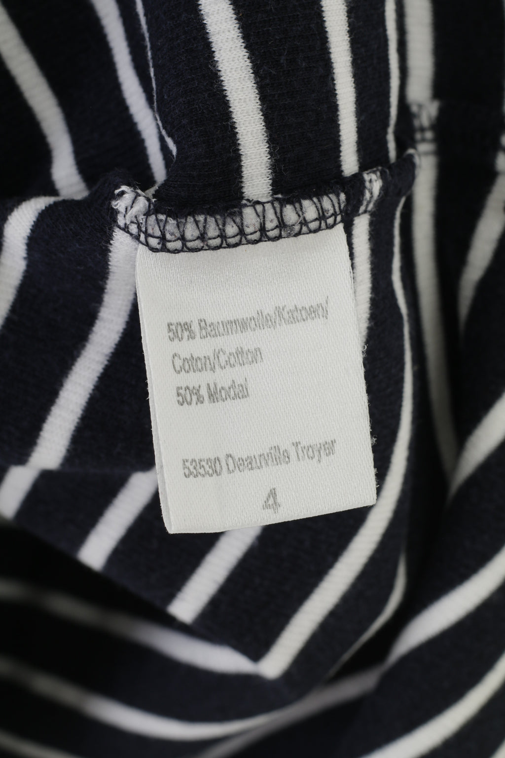 Kitaro Women XL Sweatshirt Marine Striped Long Sleeve Navy Zip Neck Cotton Laguna Beach Collar Top