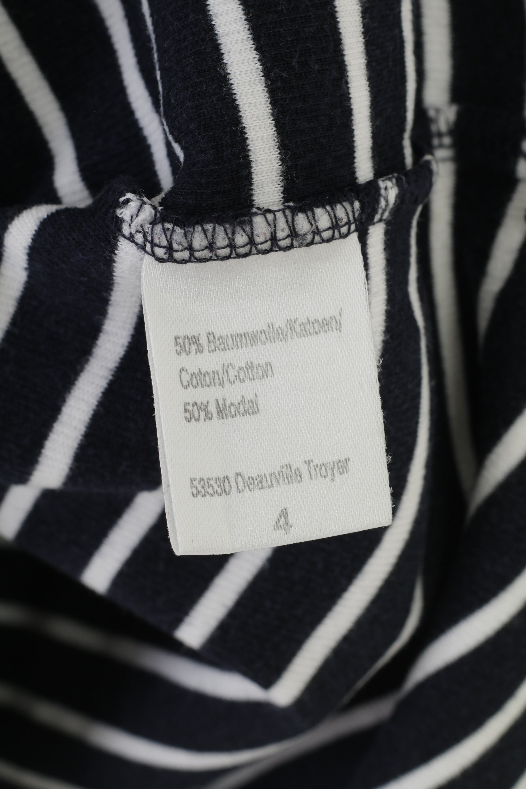 Kitaro Women XL Sweatshirt Marine Striped Long Sleeve Navy Zip Neck Cotton Laguna Beach Collar Top