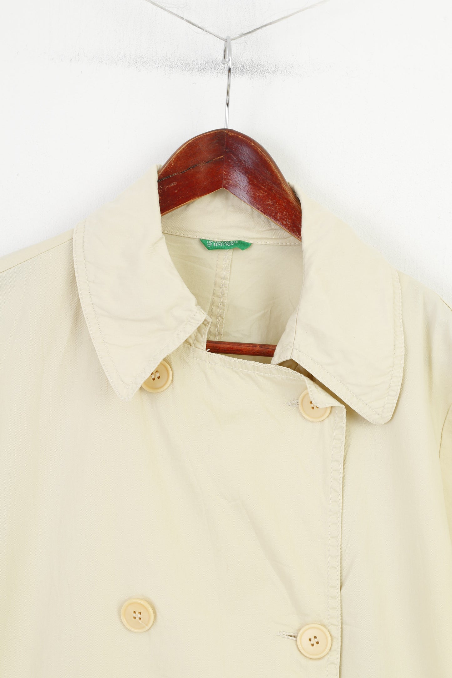 United Colors Of Benetton Cappotto da donna 44 L Top capispalla con colletto doppiopetto leggero in cotone beige
