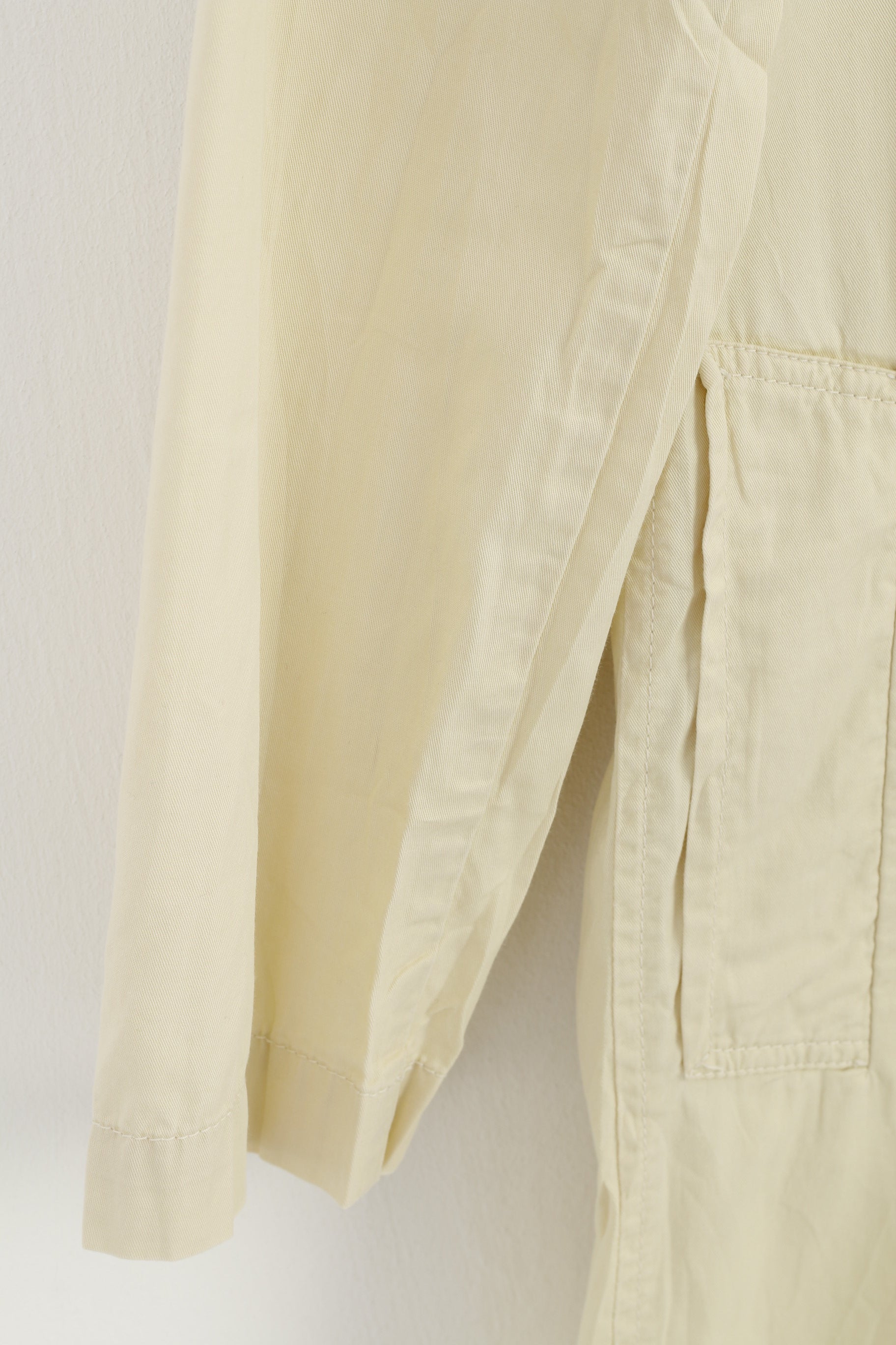 United Colors Of Benetton Women 44 L Coat Beige Cotton Lightweight  Double Breasted Collar Outwear Top