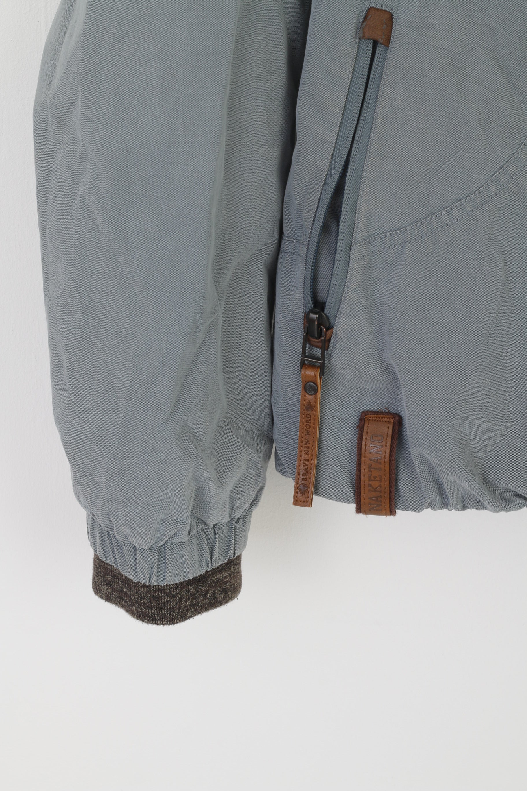 Naketano Women XL Jacket Blue Fadede Cotton Marine Windbreaker Zip Up Top