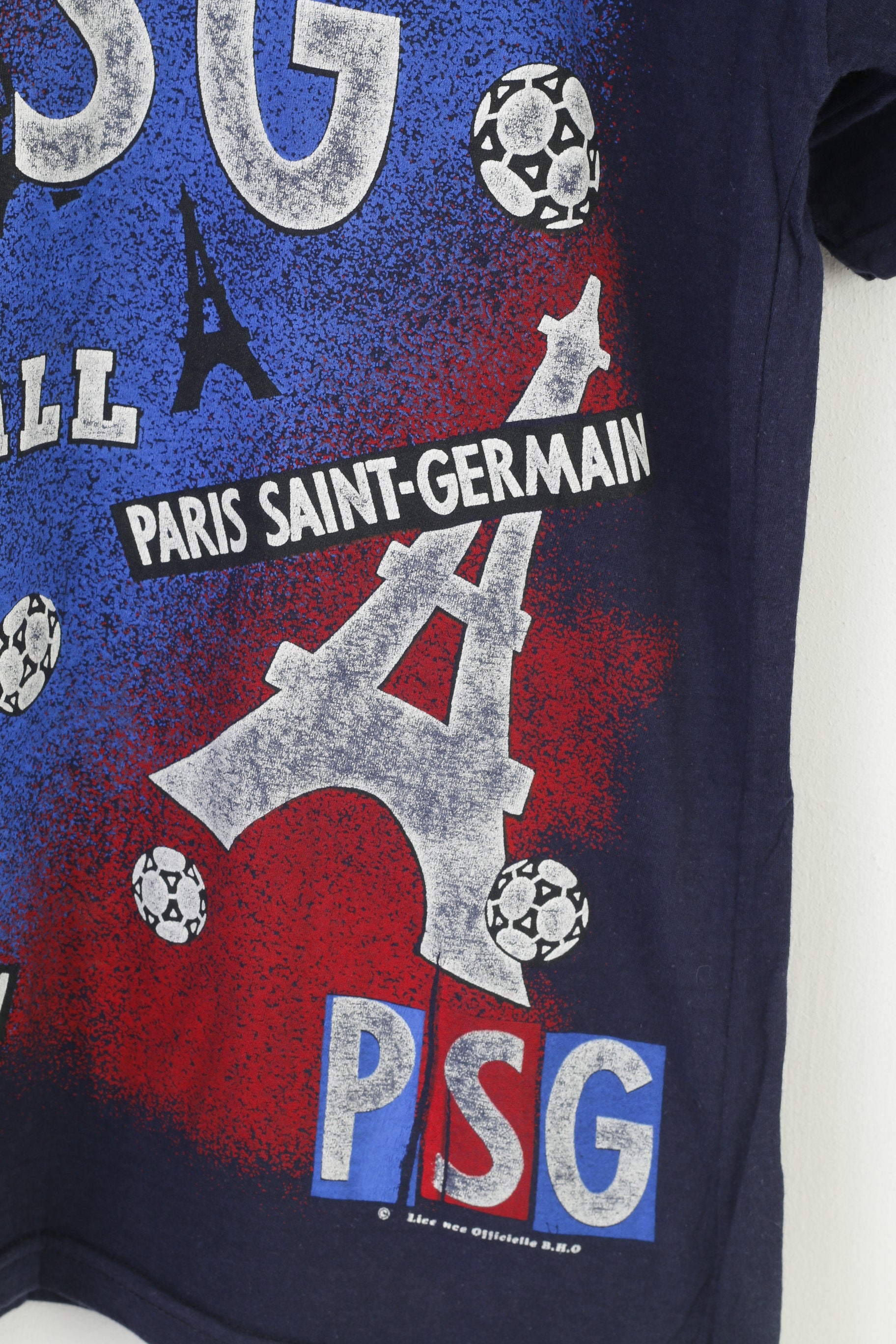 Paris Saint-Germain Men S T-Shirt Graphic Crew Neck Cotton Navy PSG Football Top
