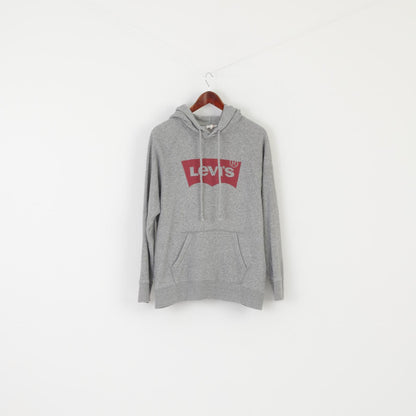 Levi's Men M Sweatshirt Gray Cotton Graphic Loho Hooded Vintage Hoodie