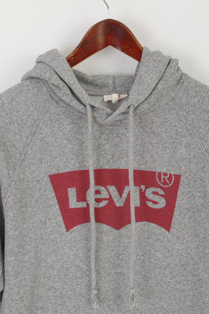 Levi's Men M Sweatshirt Gray Cotton Graphic Logo Hooded Vintage Hoodie