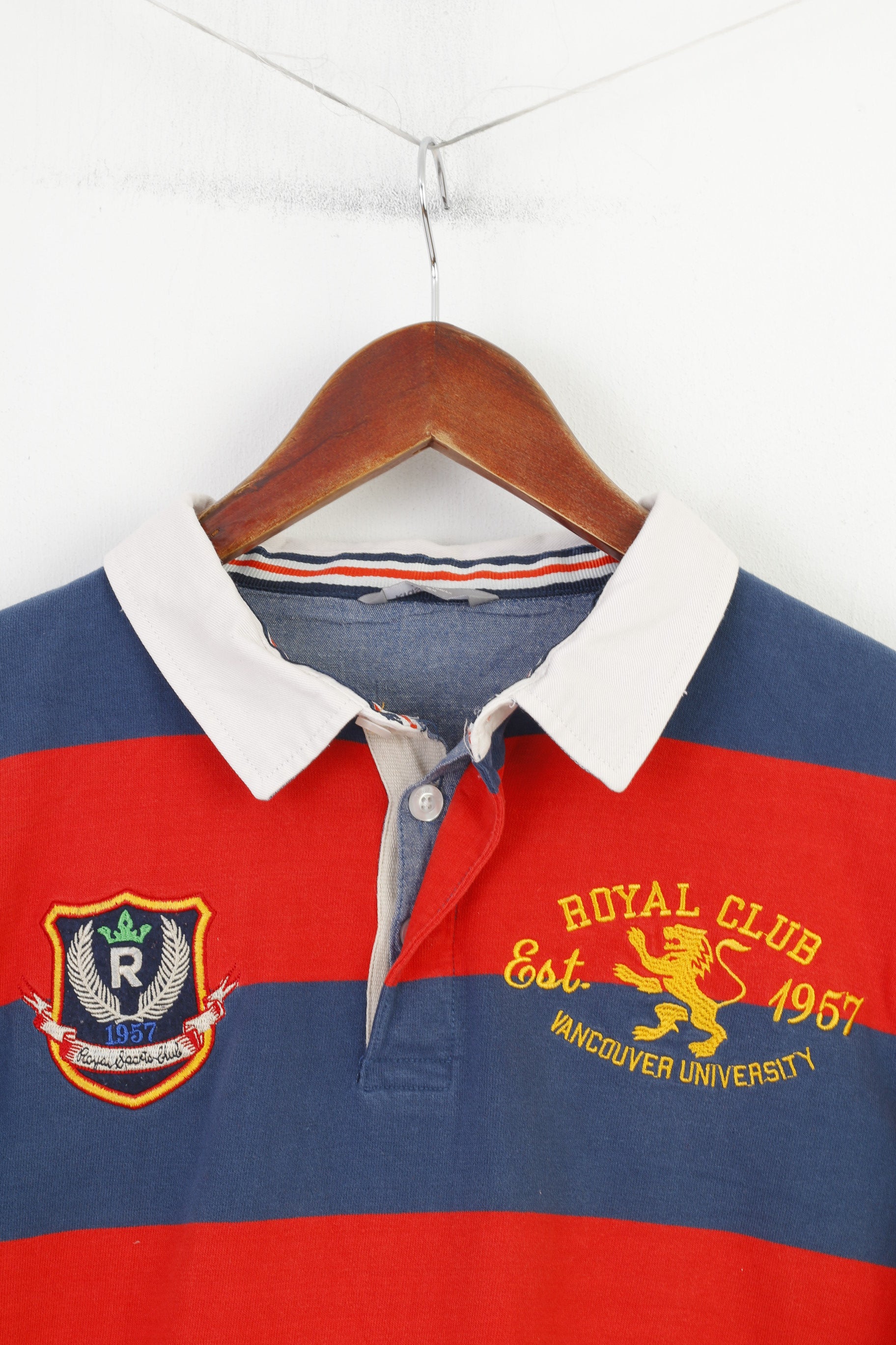 Kids By Lindex Polo 158 à manches longues en coton rayé pour garçon Bleu marine Rouge Vancouver University Top