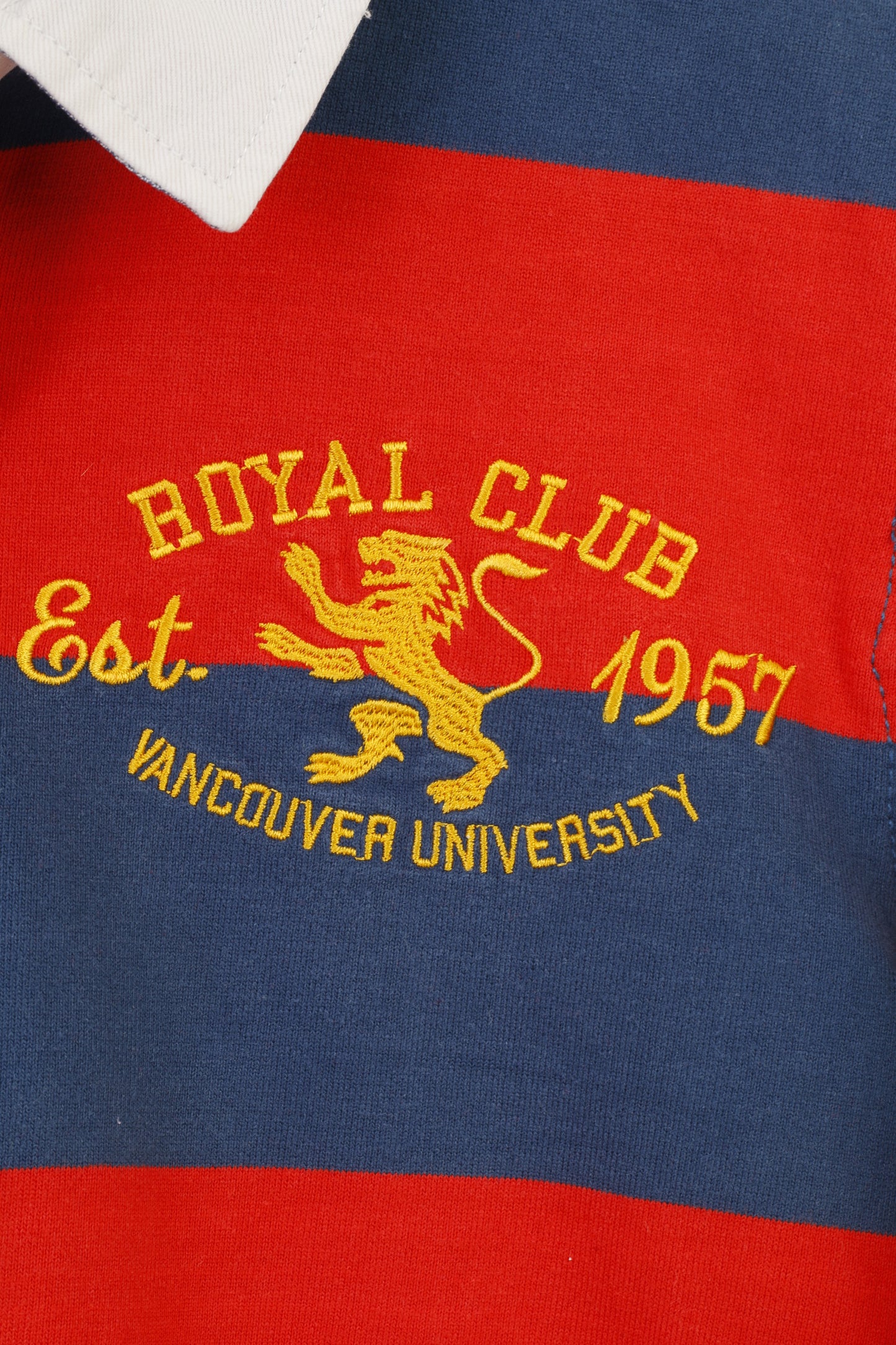 Polo Kids By Lindex Boys 158 Polo a maniche lunghe in cotone a righe Blu scuro Rosso Vancouver University