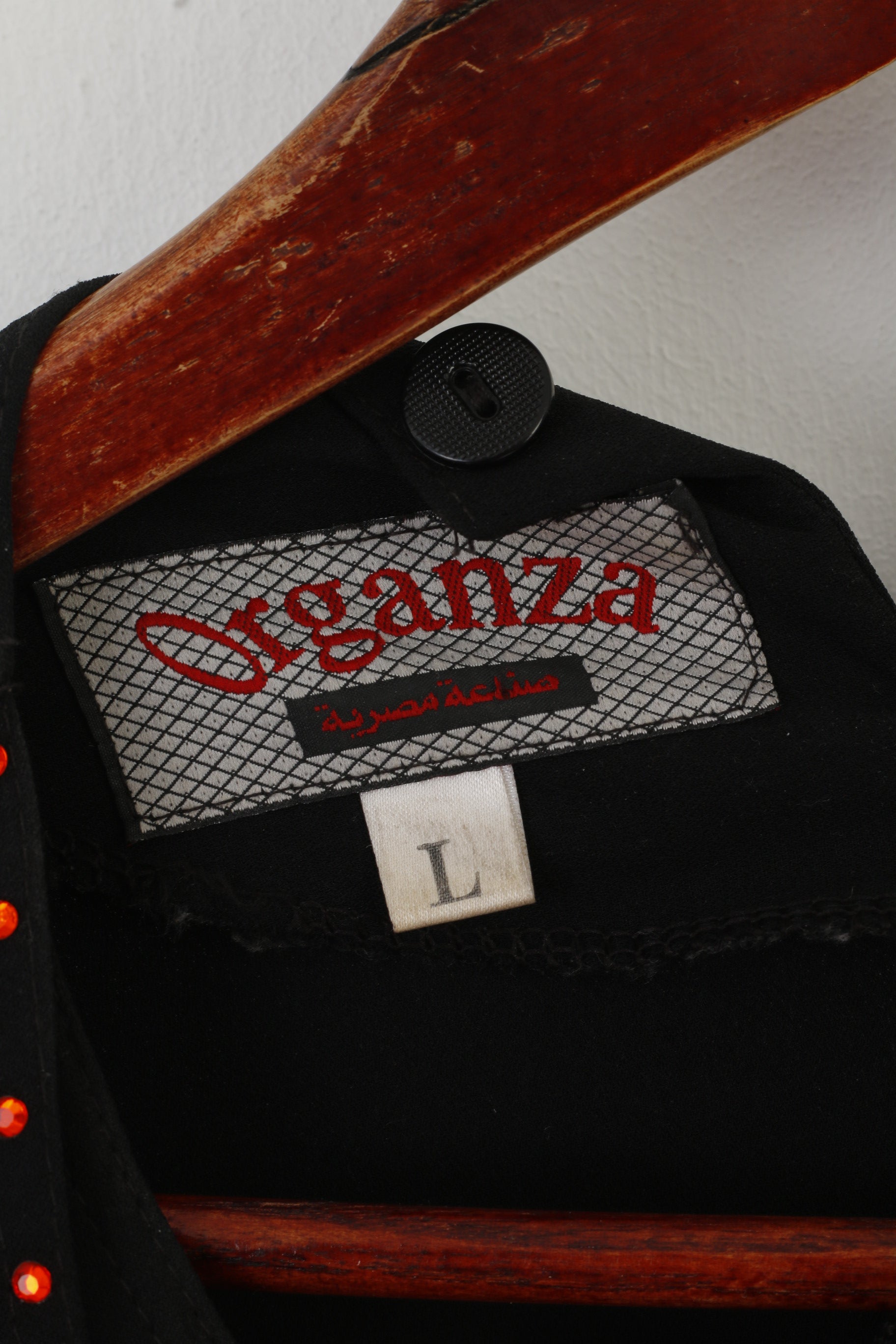 Organza Women L Long Dress Black Turkish Dubai Vintage Detailed Shoulder Pads