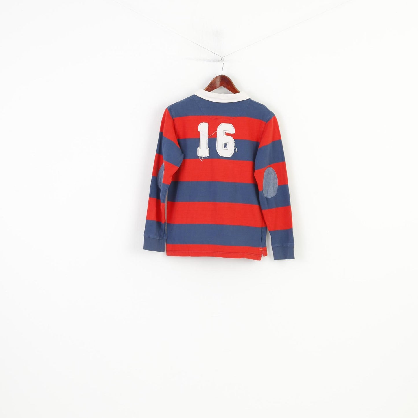 Kids By Lindex Boys 158 Polo Shirt Long Sleeve Striped Cotton Navy Red Vancouver University  Top