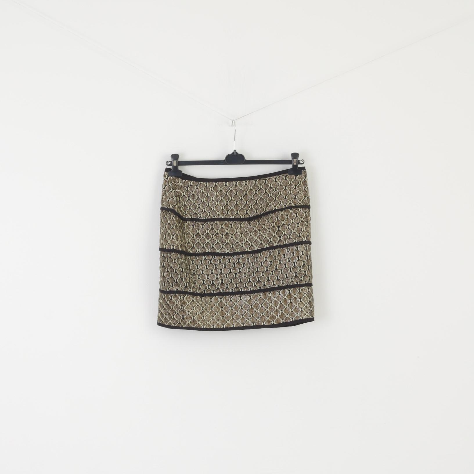 Hoss Intropia Women 42 M Mini Skirt Black Gold Sequins Shiny Disco