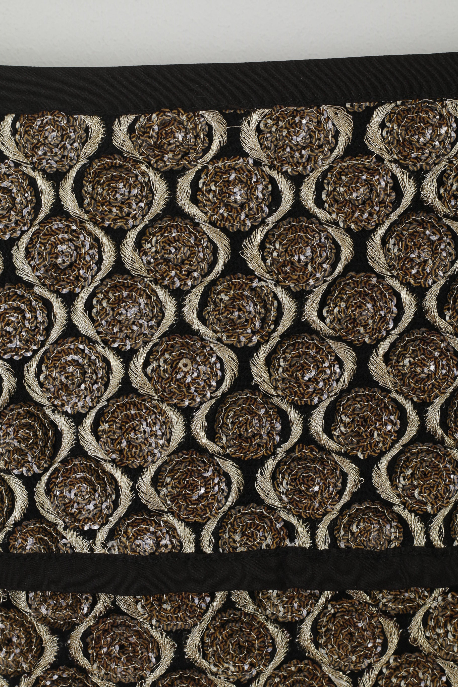 Hoss Intropia Femmes 42 M Mini Jupe Noir Or Paillettes Brillant Disco