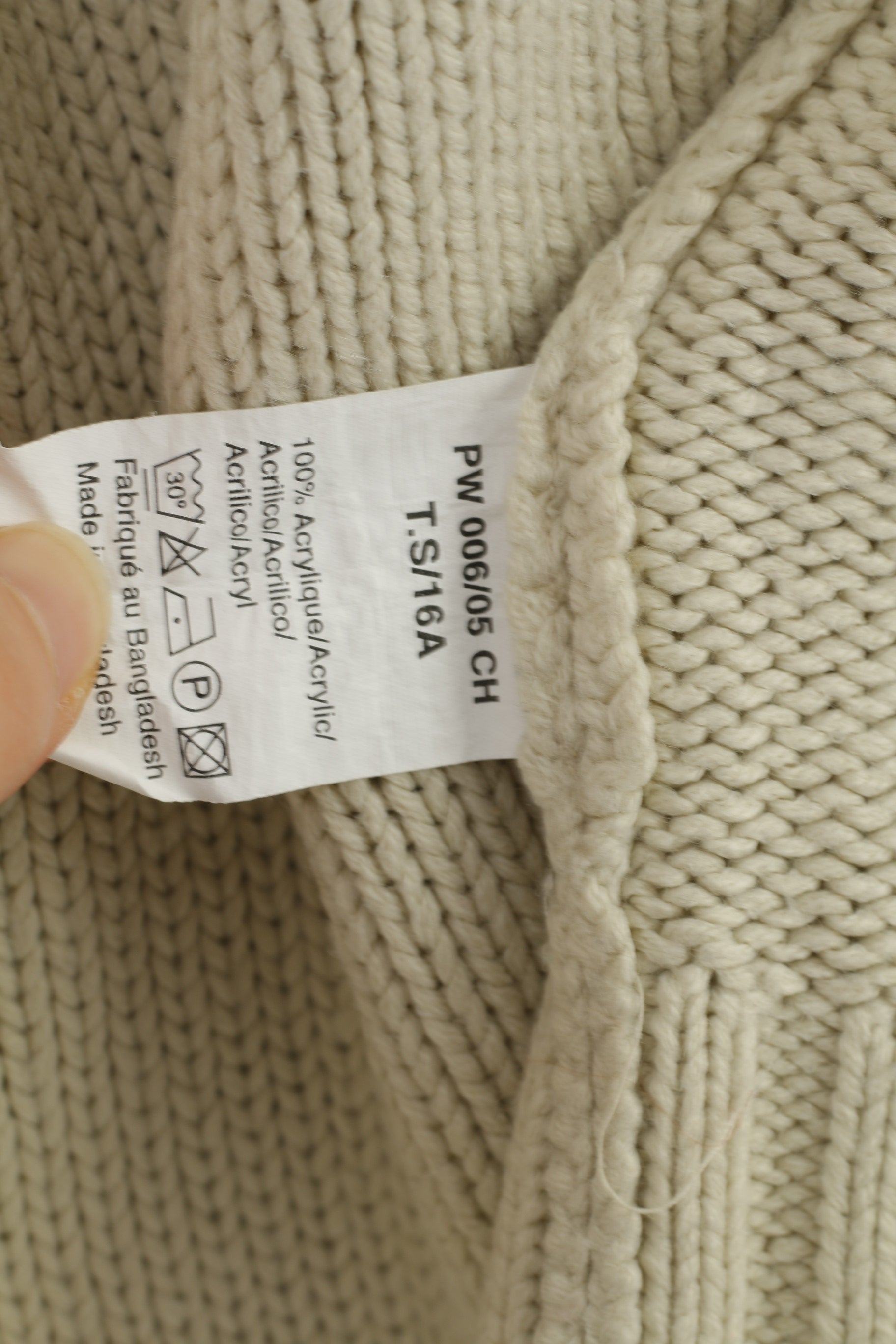 Hewlett Boys S 16 Age Jumper Full Zipper Beige Cotton Sweater Col d’hiver vintage Top 