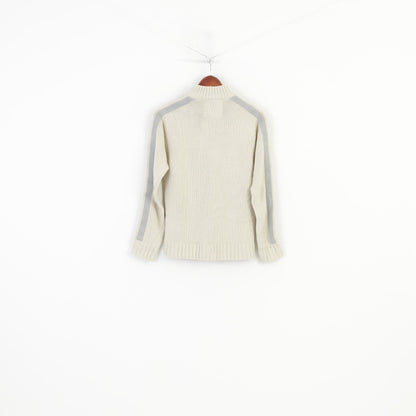 Hewlett Boys S 16 Age Jumper Full Zipper Beige Cotton Sweater Winter Collar Vintage Top