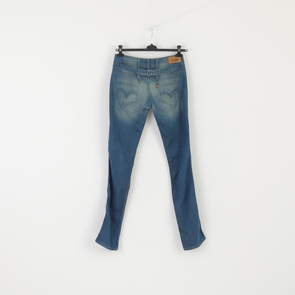 Levi's Femme 30 Jeans Pantalon Bleu Coton Vintage Long Droit Taille Ba
