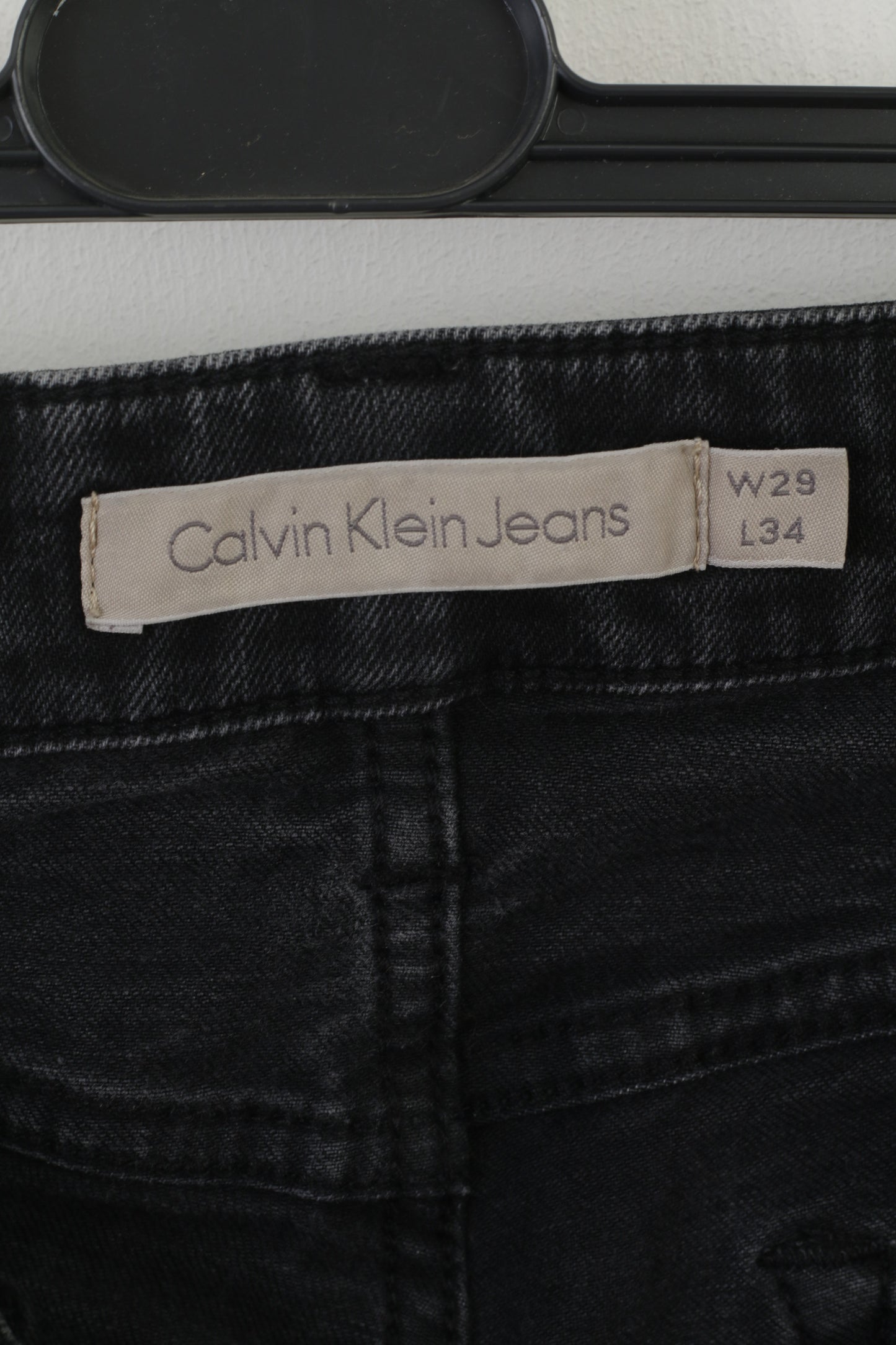 Calvin Klein Jeans Women 29 Trousers Black Cotton Long Skinny Stretch Pants