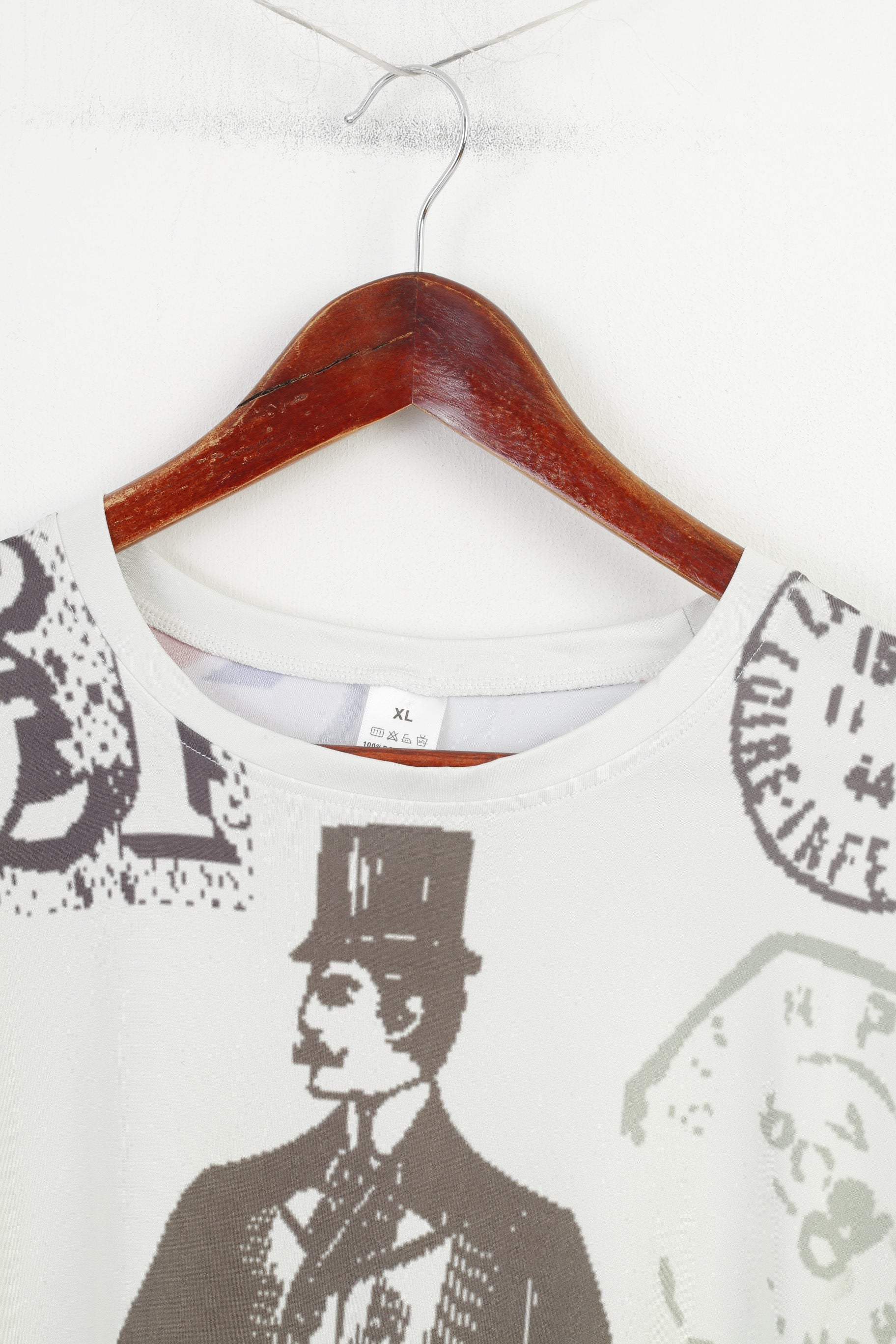 Vintage Men XL Shirt Stretch Beige London Stamp Graphic Jersey Fit  England Vintage Top