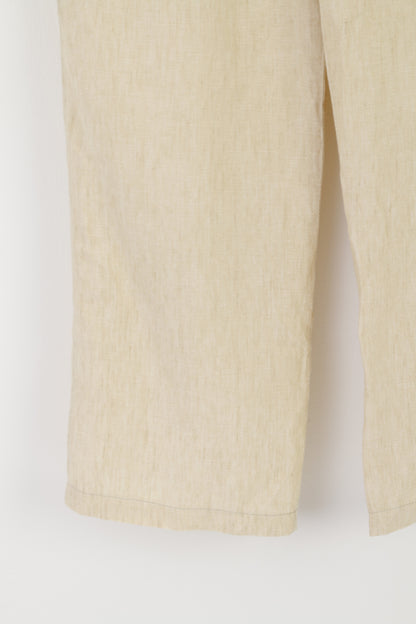 Brax Pantalon d'été à jambes larges en lin naturel beige pour femme 40 XXL