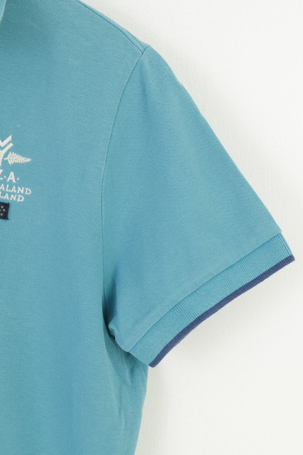 New Zealand Auckland Men M Polo Shirt Heritage Fit Buttons Detailed Cotton Turquoise Vintage Top