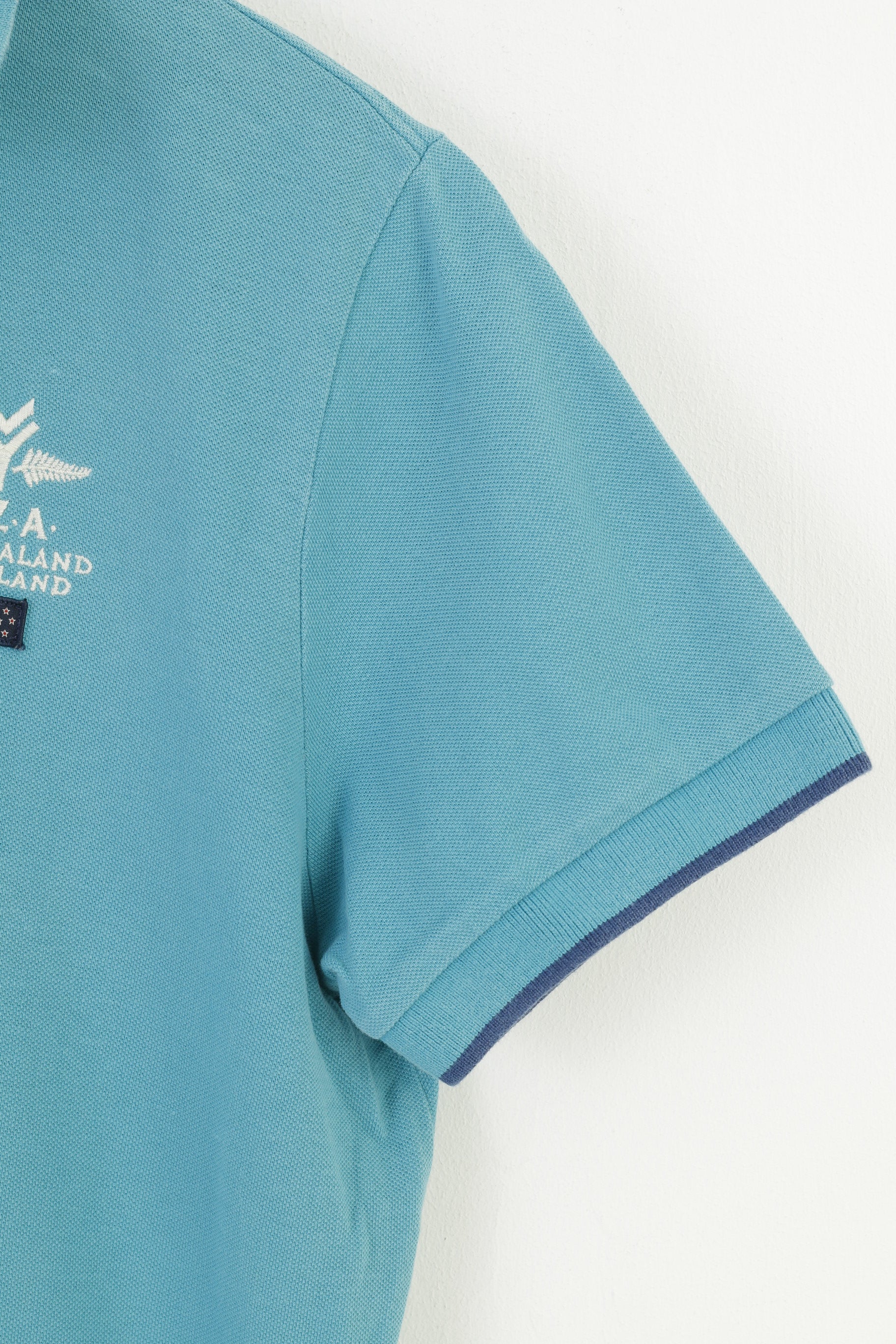 New Zealand Auckland Men M Polo Shirt Heritage Fit Buttons Detailed Cotton Turquoise Vintage Top