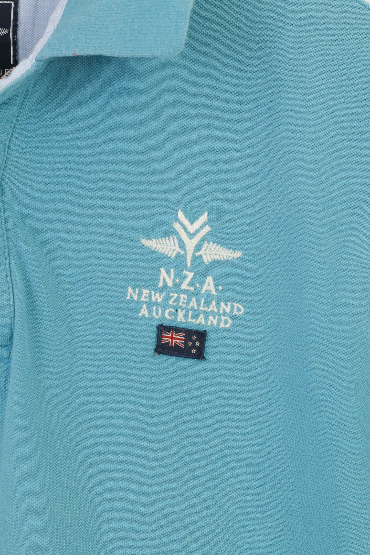 Polo da uomo M della Nuova Zelanda Auckland, vestibilità Heritage, top vintage in cotone turchese con dettagli 
