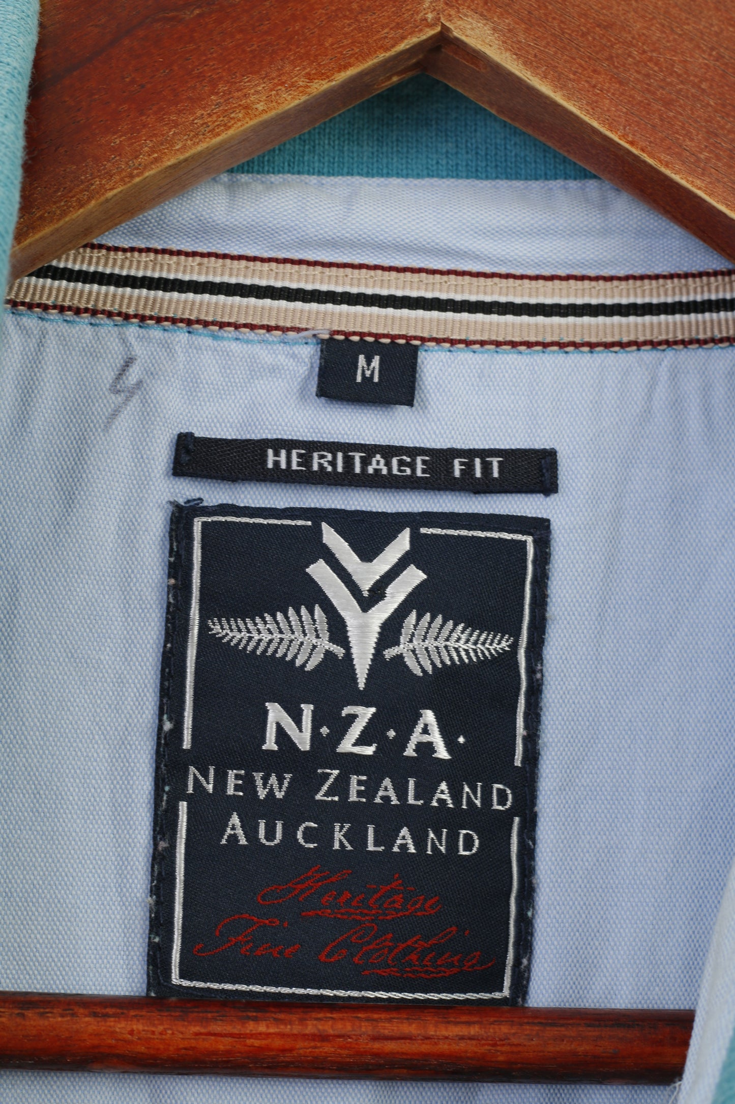 Polo da uomo M della Nuova Zelanda Auckland, vestibilità Heritage, top vintage in cotone turchese con dettagli 