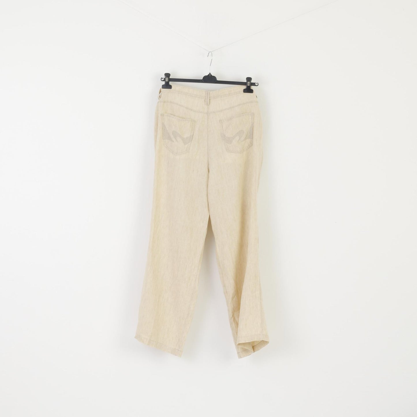 Brax Pantalon d'été à jambes larges en lin naturel beige pour femme 40 XXL