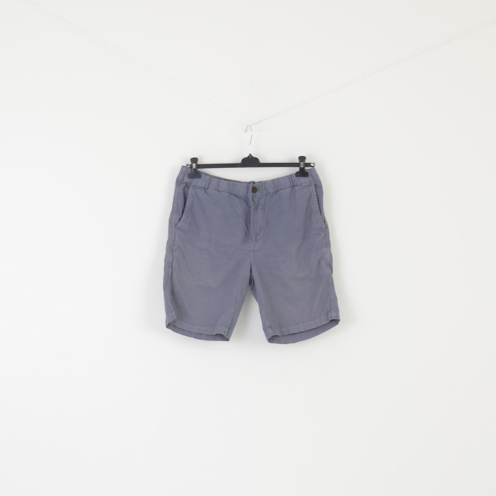 Orvis Men 34 Shorts Blue Cotton Multi Pockets Retro Style Waist Band