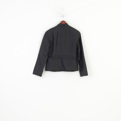 Collezione Taifun Donna 40 M Blazer in seta Giacca tascabile con spalline lucide monopetto nera 