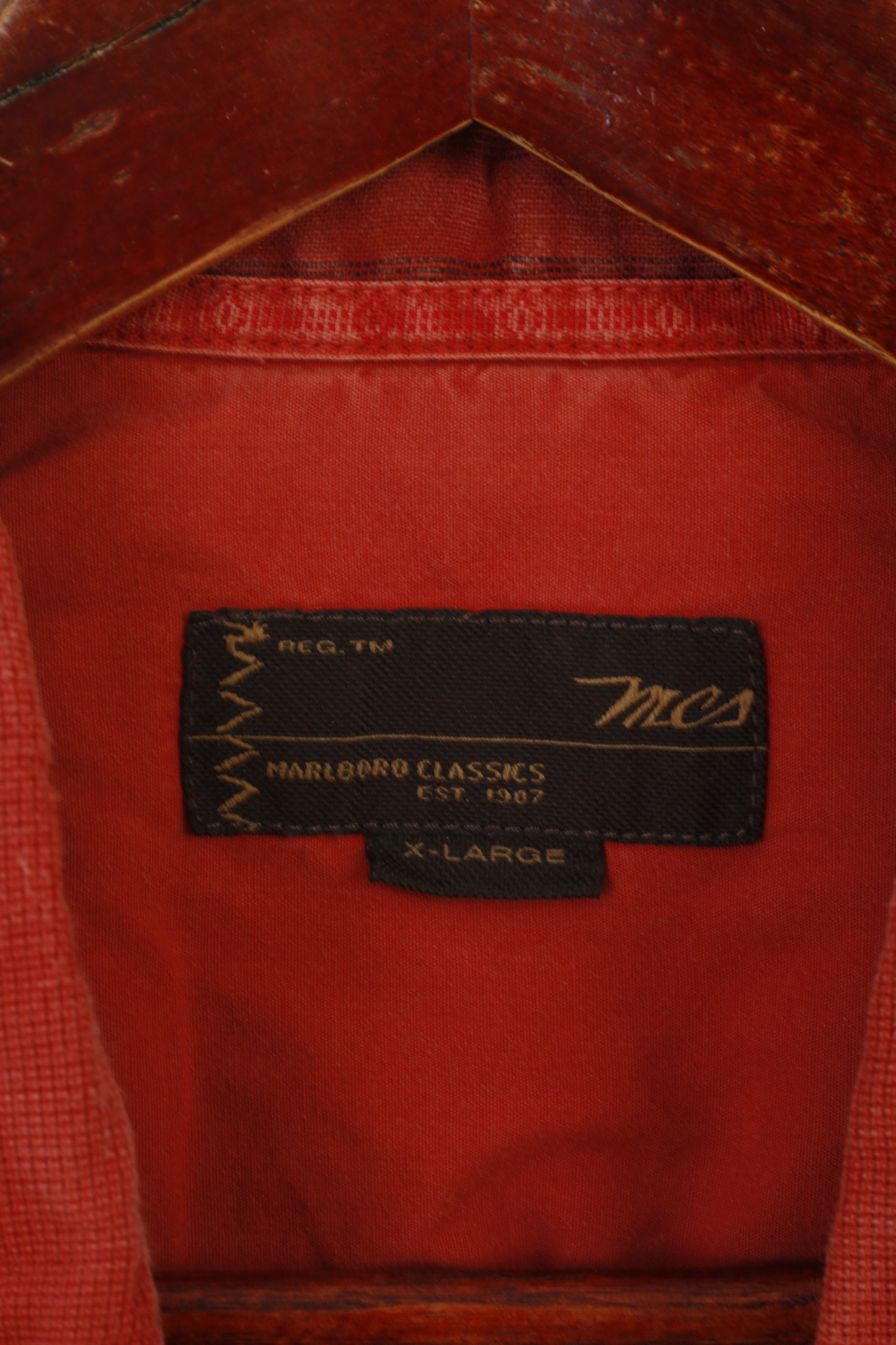 Malboro Classics Hommes XL Chemise décontractée Brique Coton Lin Vintage Haut à manches courtes
