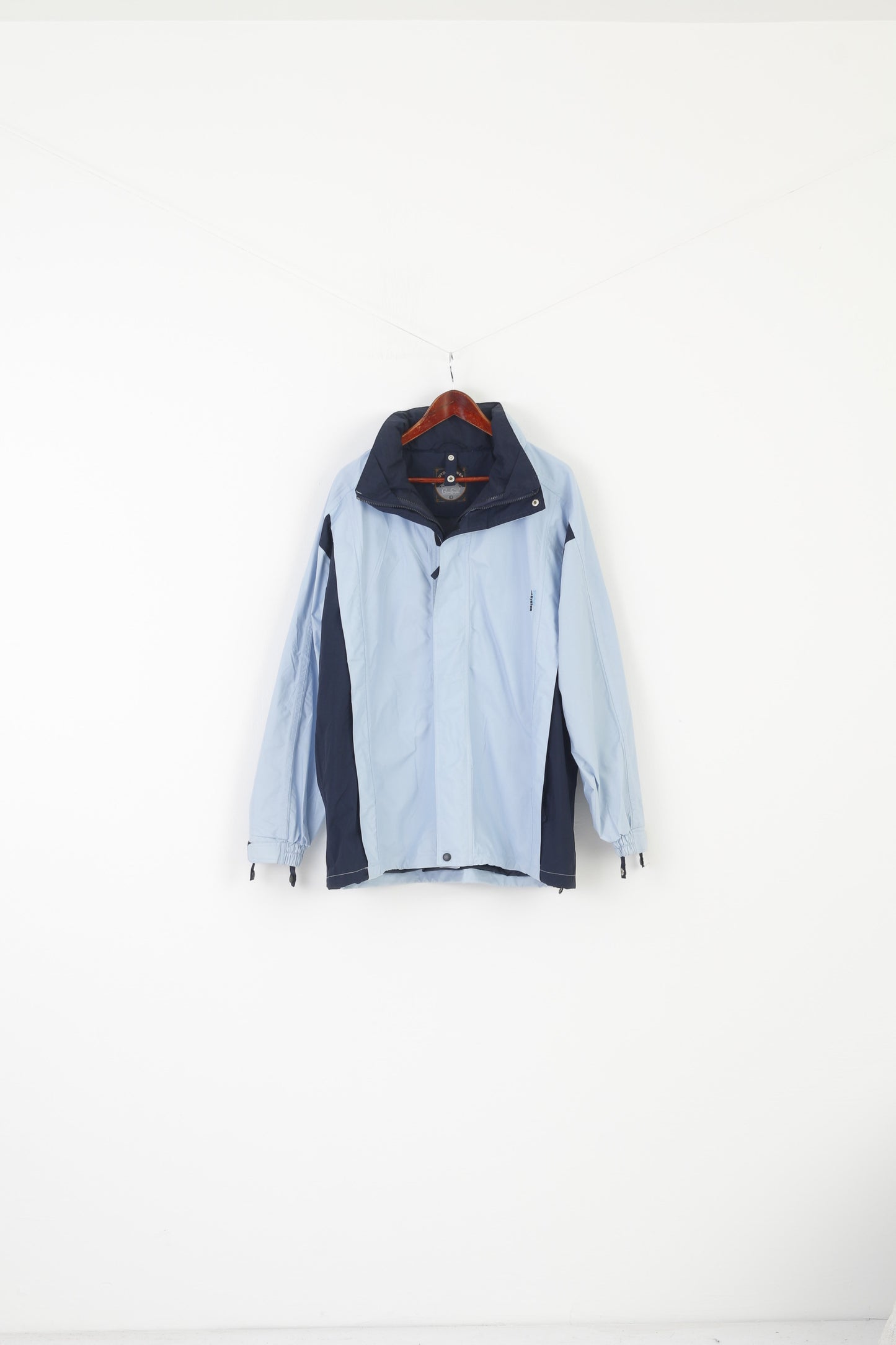 Gioni Feroti Outdoor wear Men L Jacket Blue Vintage Global System Hidden hood