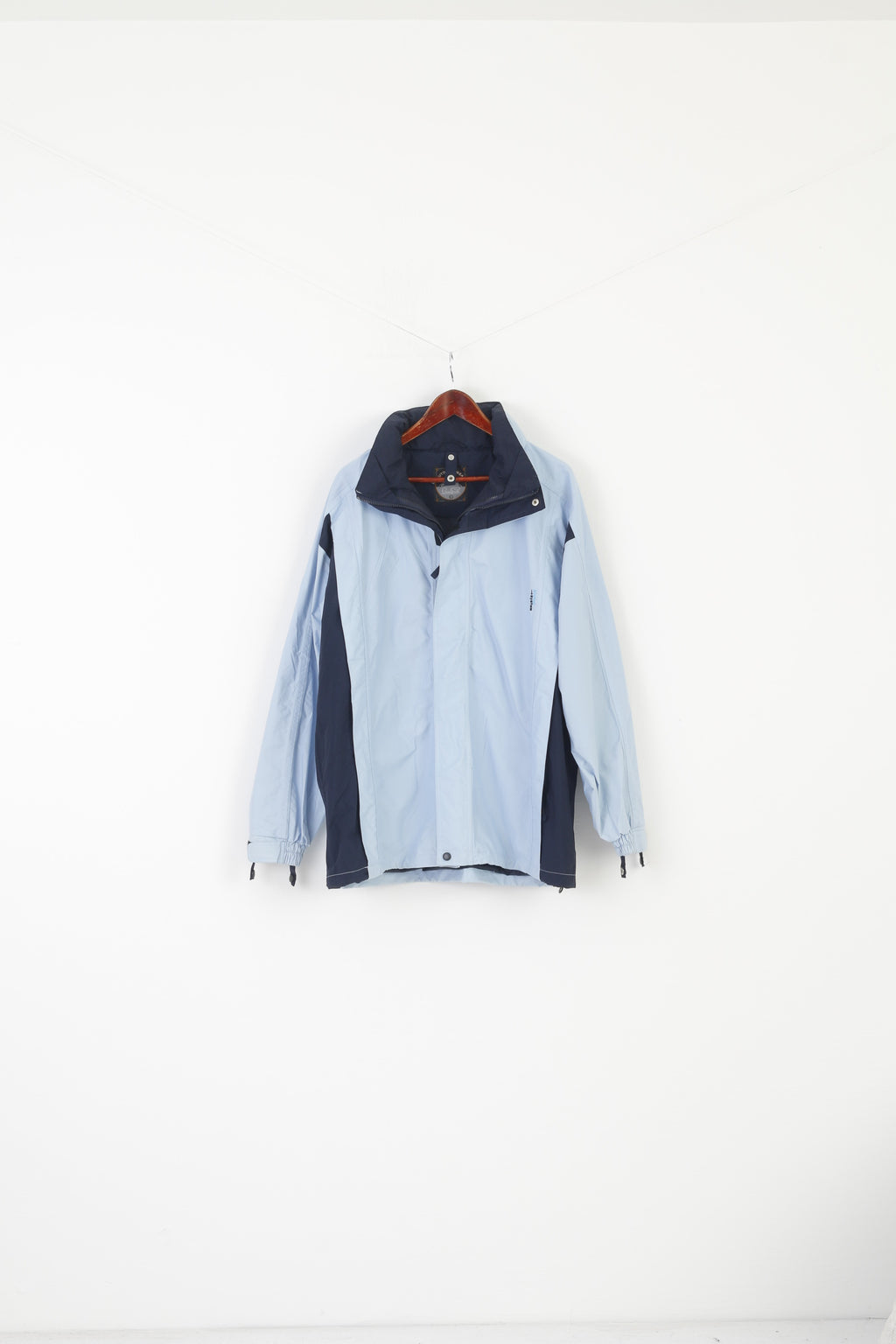 Gioni Feroti Outdoor wear Men L Jacket Blue Vintage Global System Hidden hood