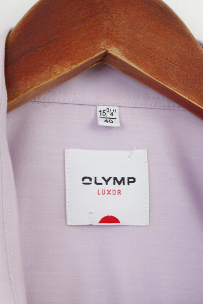 Olymp Luxor Uomo 40 15 3/4 XL Camicia casual a maniche lunghe in cotone rosa con colletto classico e pantaloni Top 