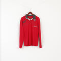 Helly Hansen Men L Polo Shirt Red Cotton Long Sleeved Vintage N-77 Top