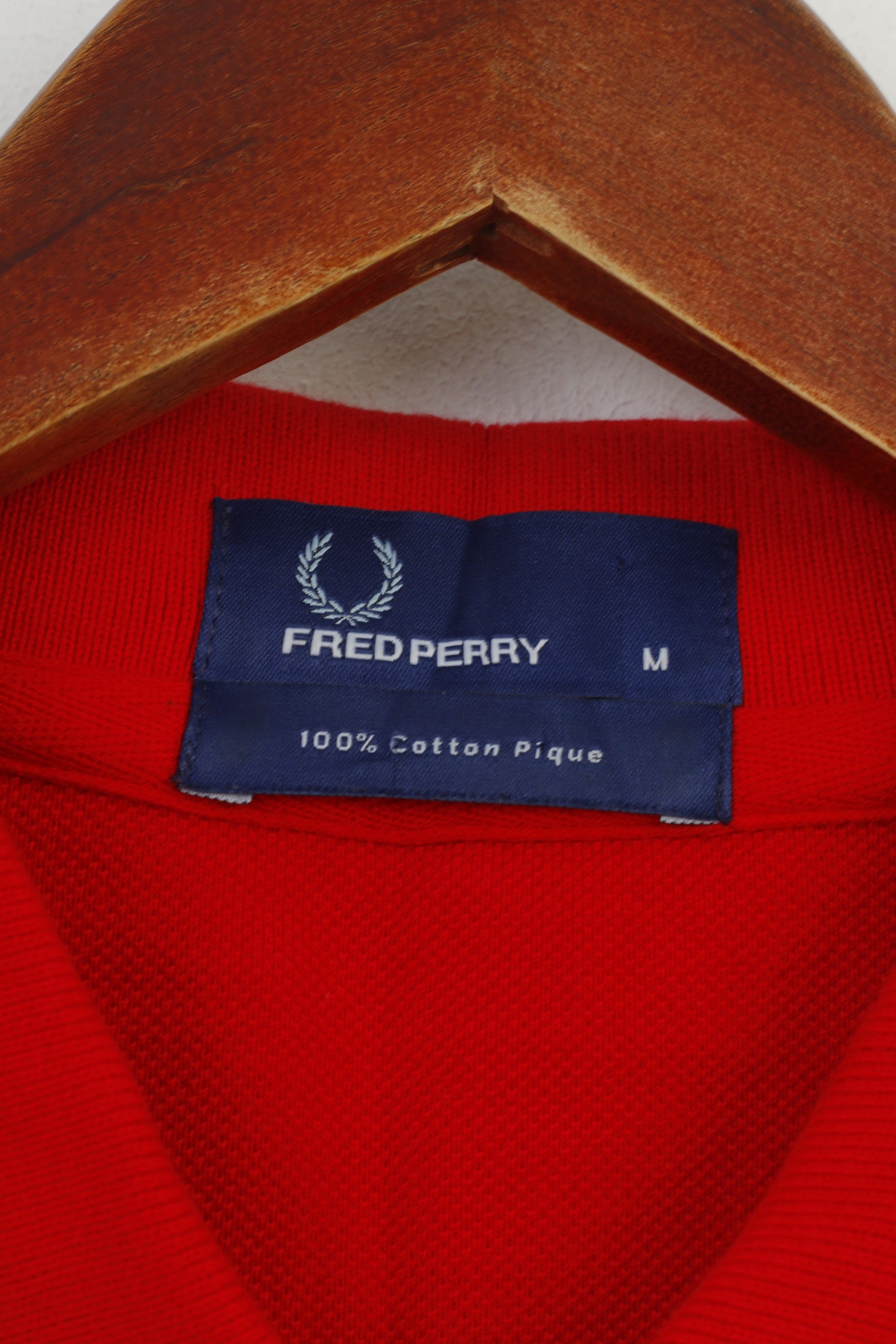 Fred Perry Men M Polo Shirt Red Cotton Pique Striped Detailed Buttons Vintage Top