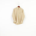 Barbour Men M Casual Shirt Long Sleeve Beige Cotton Buttons Down Collar Vintage Classic Top
