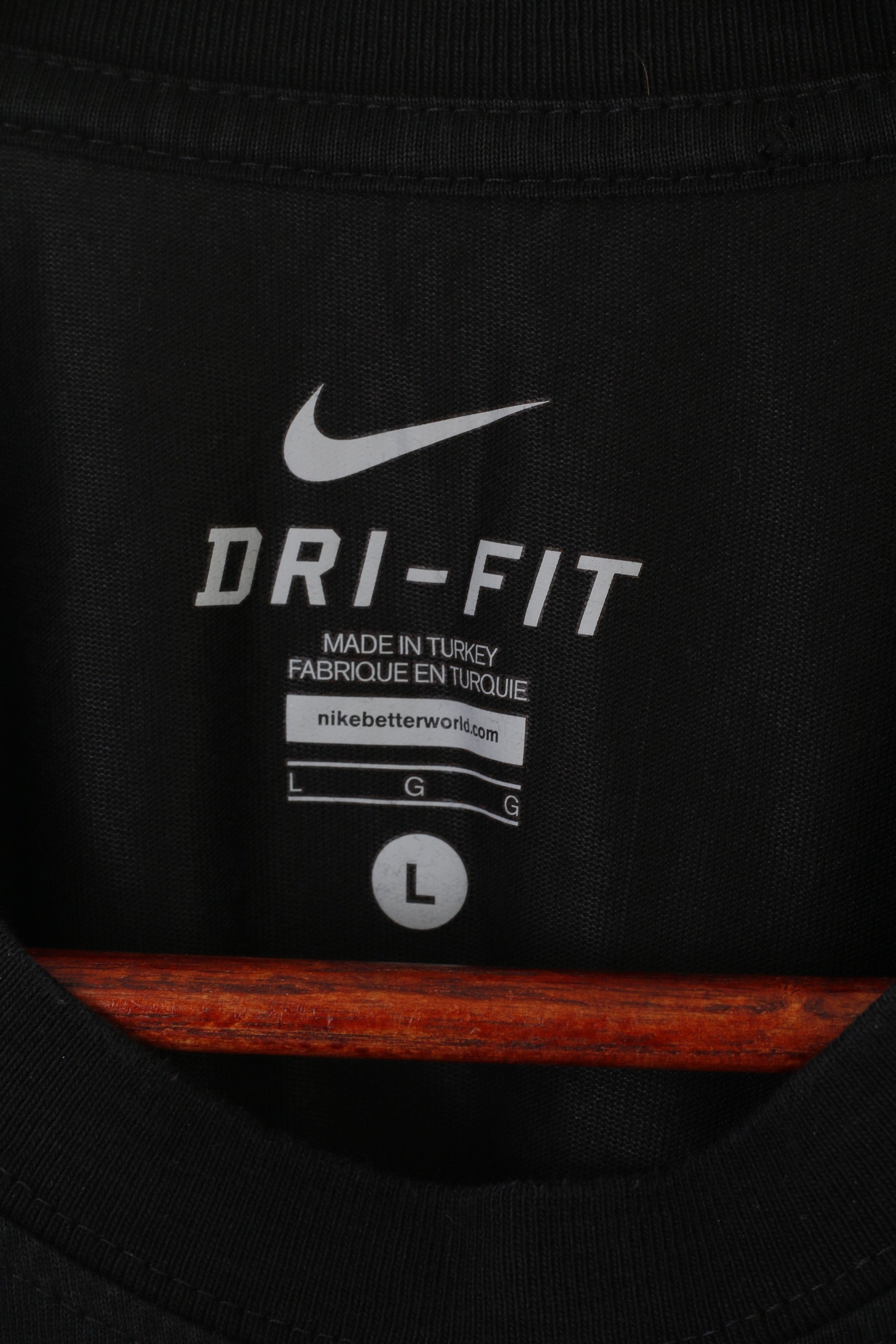 Nike Men L Shirt Blaco Cotton Blend Sportswear Vintage Crew Neck Classic Top