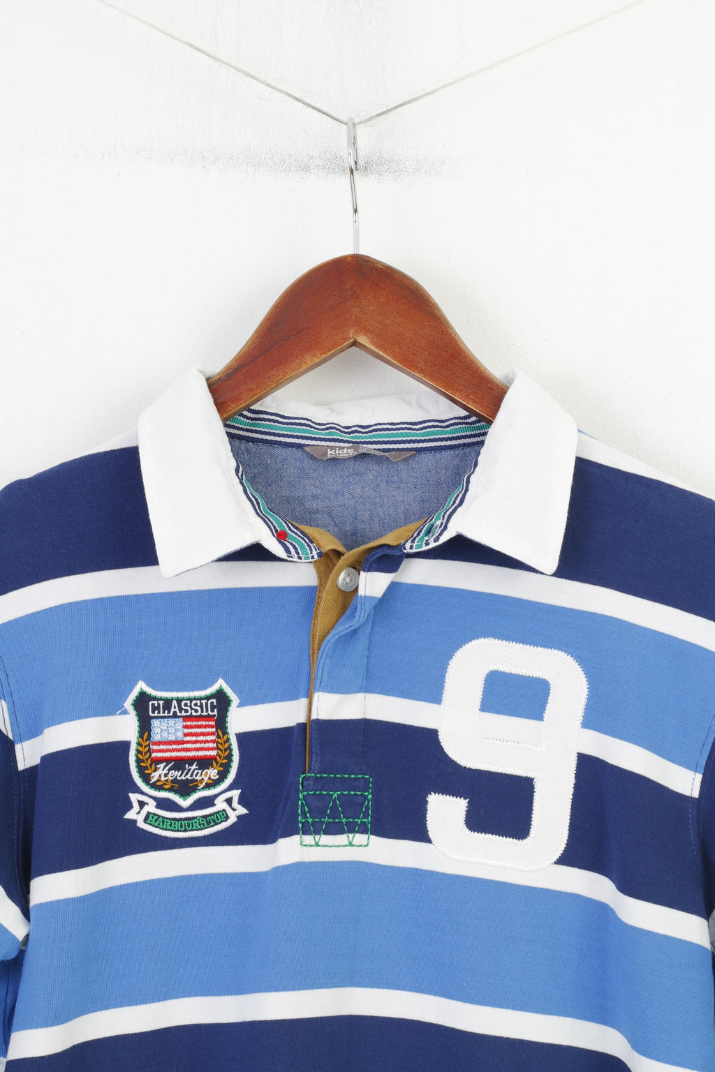 Kids By Lindex Garçons 164 14 Âge Polo à manches longues en coton rayé classique Heritage #9