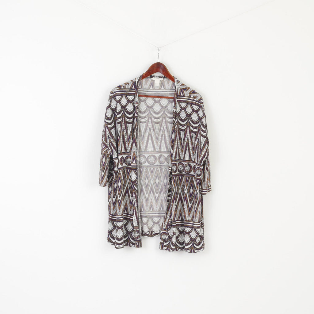 H&M Women L Patterned Blouse Vintage Style Soft Short Sleeve Top