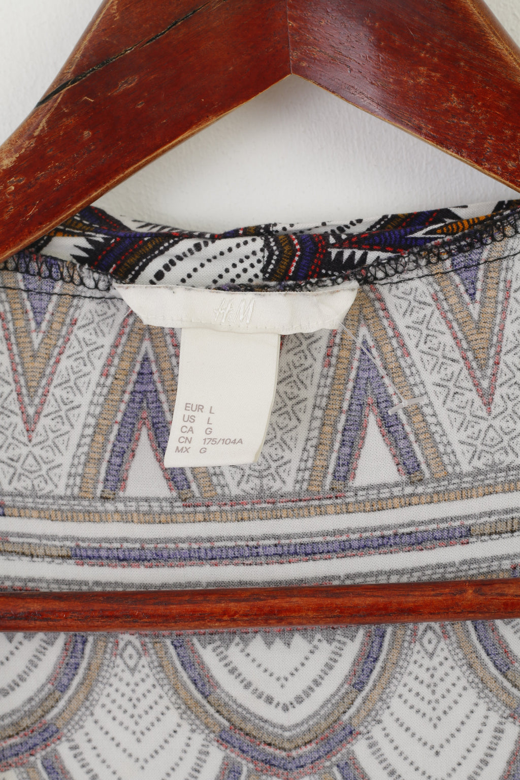 H&amp;M Femmes L Blouse à motifs Style vintage Haut doux à manches courtes
