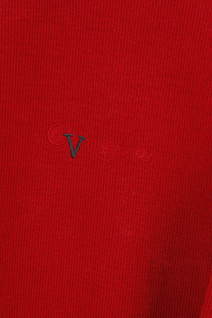 Color Ville Uomo XL Maglione Rosso Maglione in cotone con zip Collo Top sportivo vintage 