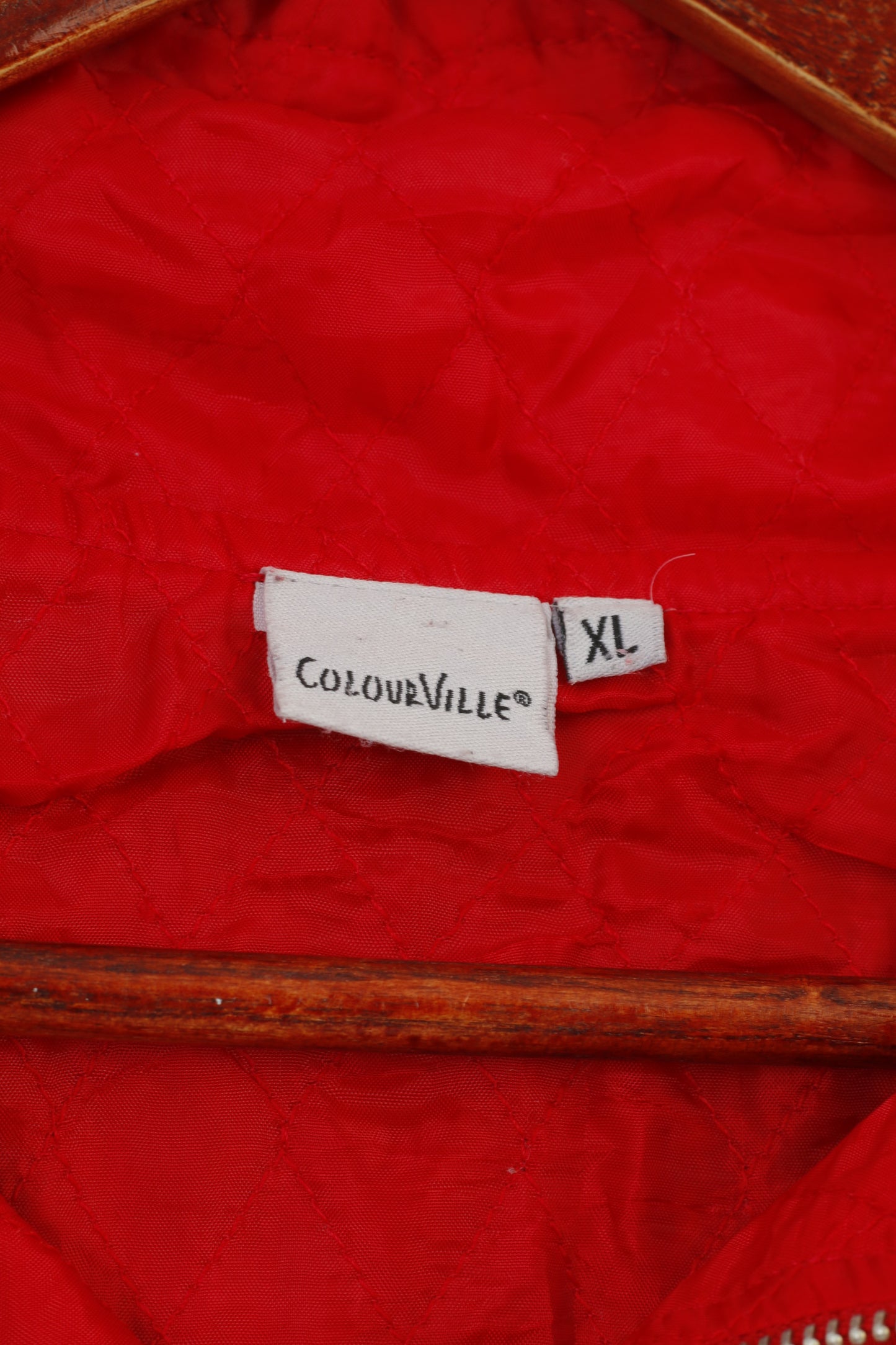Color Ville Uomo XL Maglione Rosso Maglione in cotone con zip Collo Top sportivo vintage 