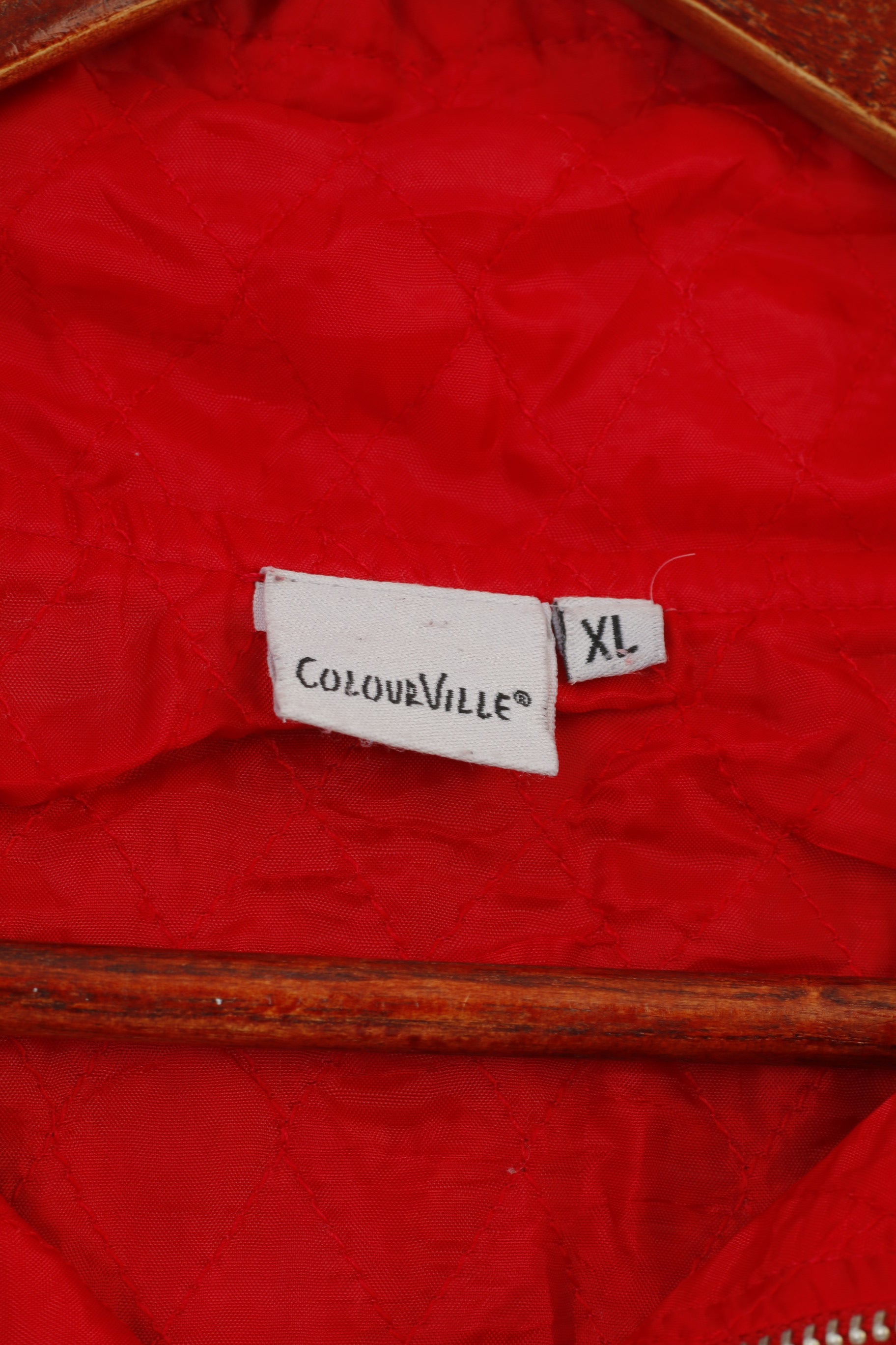 Colour Ville Men XL Jumper Red Cotton Sweater Zip Neck Vintage Sports Top