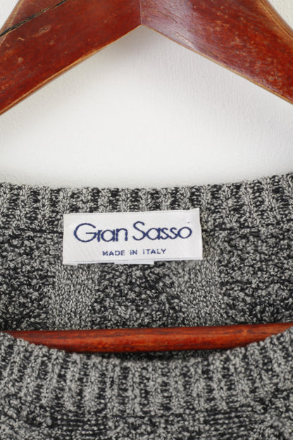 Gran Sasso Homme XL Jumper Gris Laine vintage Made in Italy Pull Classique