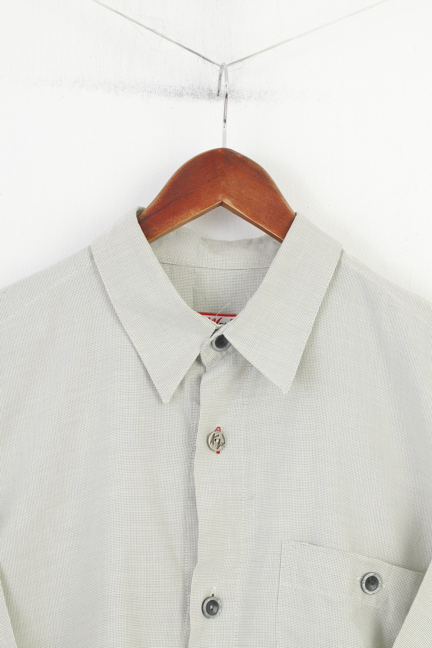 Key West Men L 2XL Casual Shirt Green Checkered Detailed Buttons Cotton Short Sleeve Top