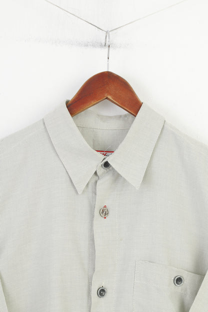 Key West Men L 2XL Casual Shirt Green Checkered Detailed Buttons Cotton Short Sleeve Top